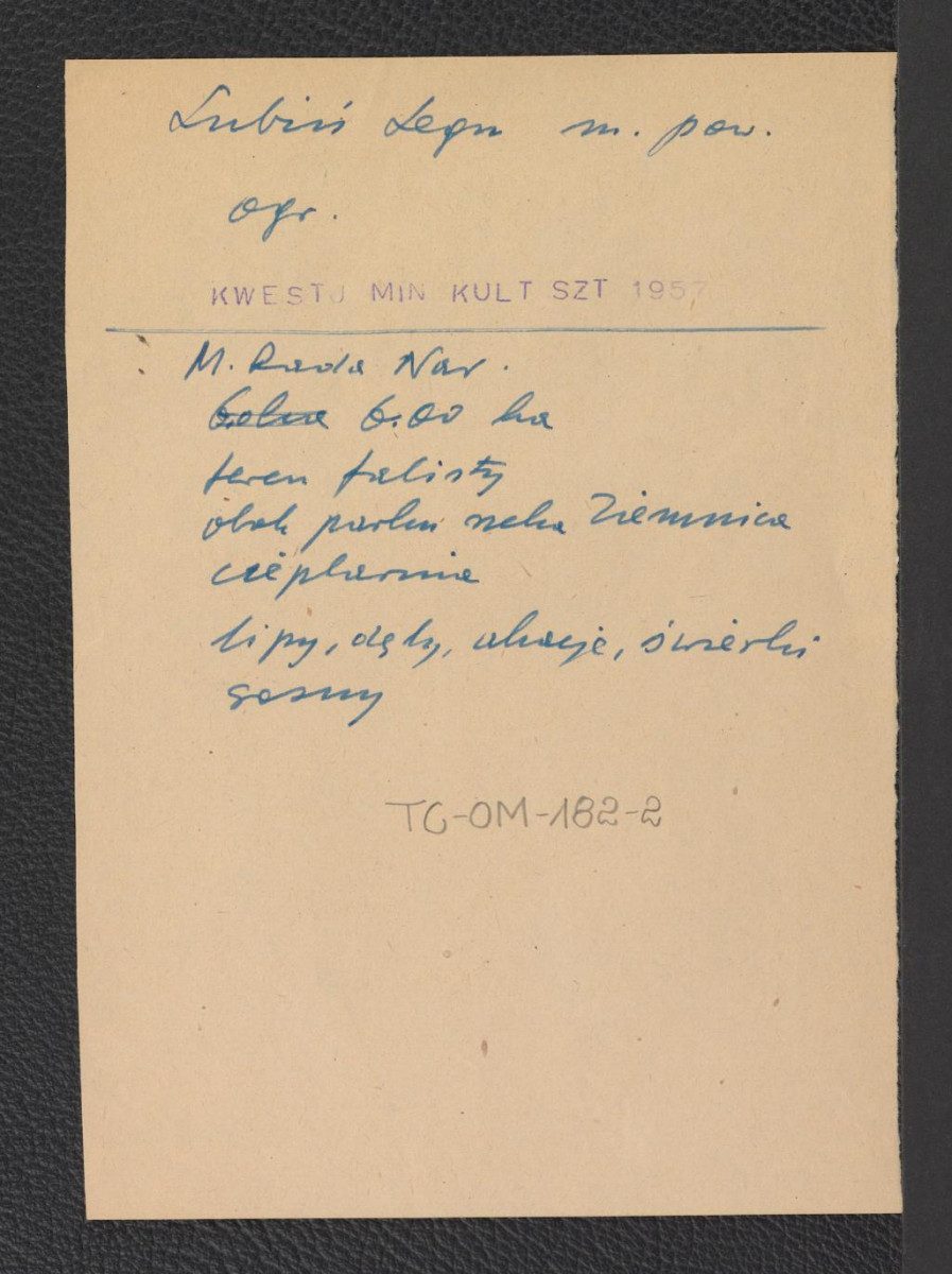 wypis z Kwestionariusza Ministerstwa Kultury i Sztuki z 1957 r., skan 1
