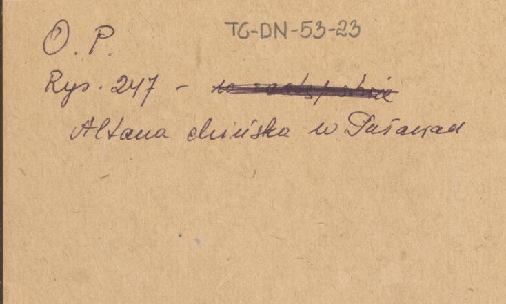 kartka zawierająca informację o altanie chińskiej w Puławach, skan 1