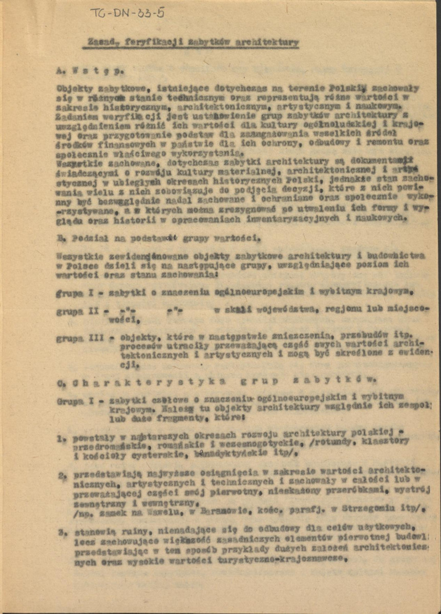 odpis pisma Zarządu Muzeów i Ochrony Zabytków Ministerstwa Kultury i Sztuki z czerwca 1960 r. w sprawie klasyfikacji zabytków, skan 3
