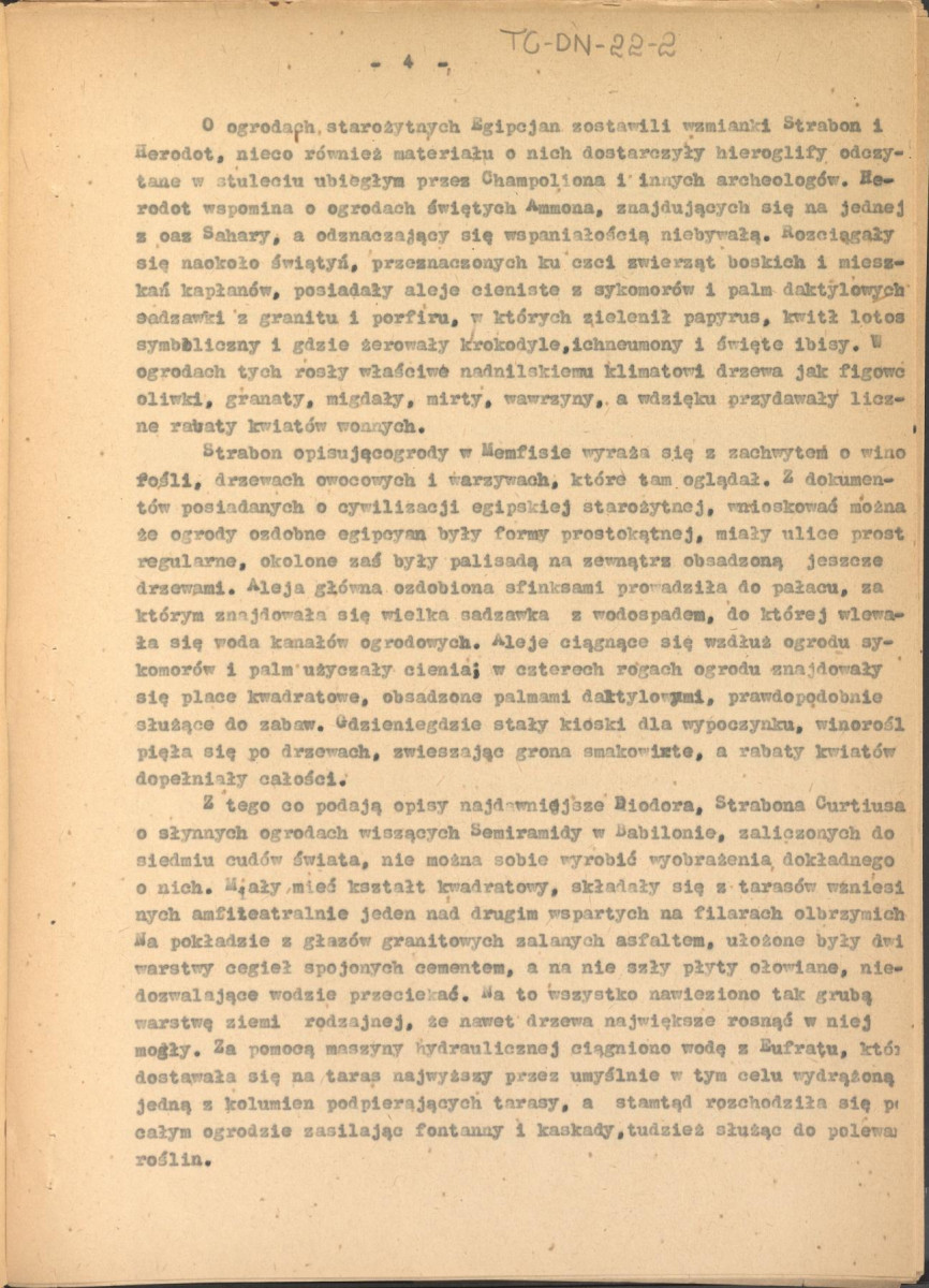 Józef Drege, "Ogród". Artykuł w Wielkiej Encyklopedii Powszechnej Ilustrowanej, Warszawa 1904. - odpis w formie maszynopisu - 2 egz., skan 5