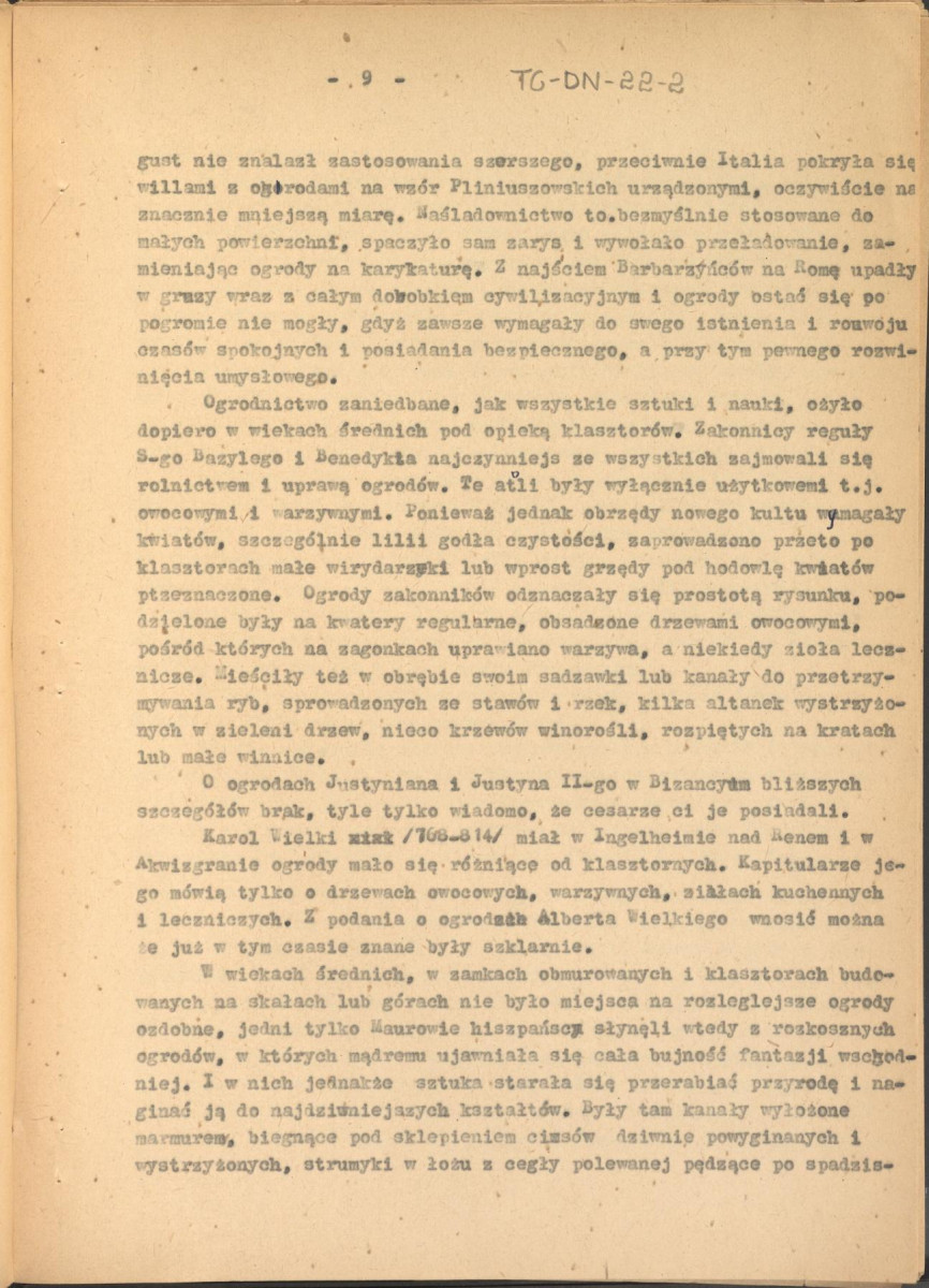 Józef Drege, "Ogród". Artykuł w Wielkiej Encyklopedii Powszechnej Ilustrowanej, Warszawa 1904. - odpis w formie maszynopisu - 2 egz., skan 10