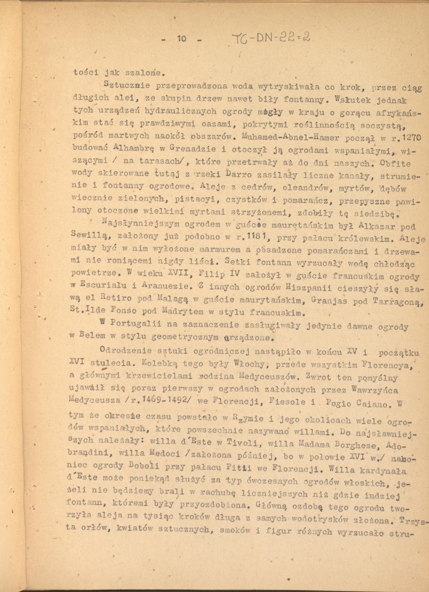 Józef Drege, "Ogród". Artykuł w Wielkiej Encyklopedii Powszechnej Ilustrowanej, Warszawa 1904. - odpis w formie maszynopisu - 2 egz., skan 26