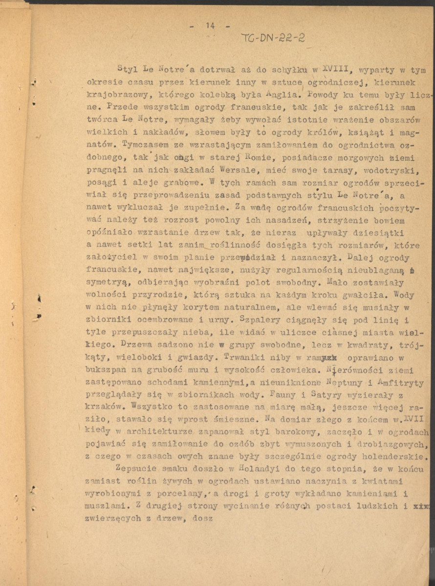 Józef Drege, "Ogród". Artykuł w Wielkiej Encyklopedii Powszechnej Ilustrowanej, Warszawa 1904. - odpis w formie maszynopisu - 2 egz., skan 30