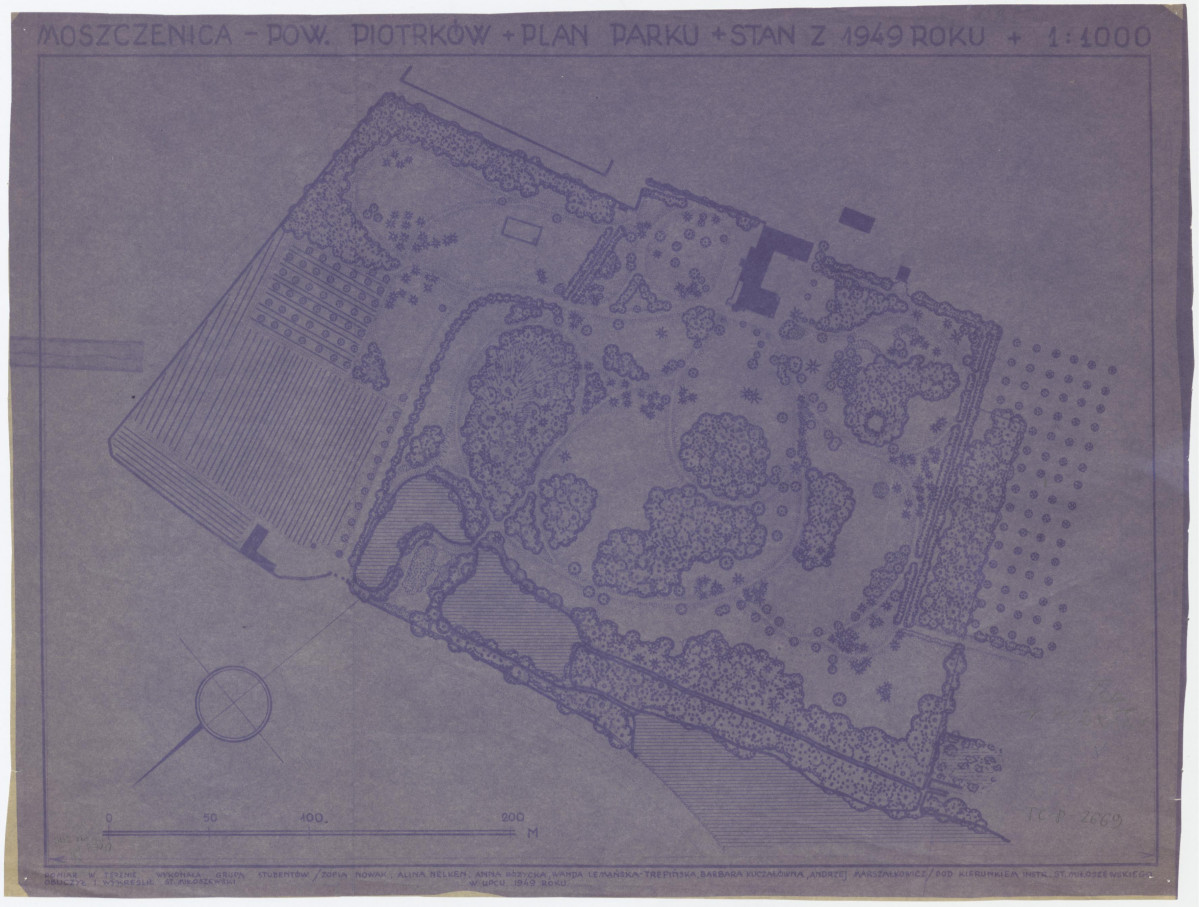 plan sytuacyjny parku (odbitka), 1:1000, skan 1