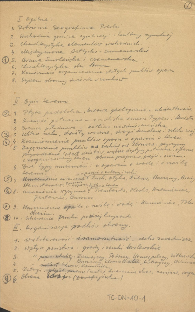 G. Ciołek, System obronny bramy czarnomorskiej, Bergen-Belsen, Lubeka 1945 - rękopis konspektu odczytu, skan 5