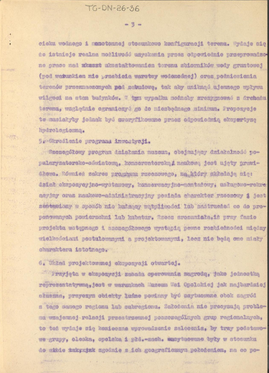 Koreferat z dnia 15 czerwca 1964 r. do założeń projektowych Muzeum Wsi Opolskiej w Opolu, skan 3