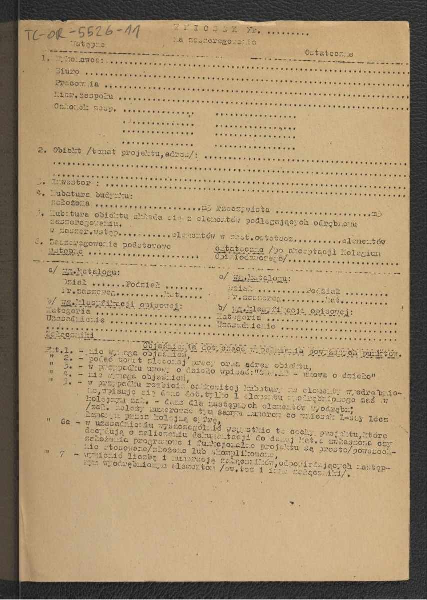 6 kopiałów wniosku dokumentacji architektonicznej dotyczący odbudowy tego pałacu , skan 11