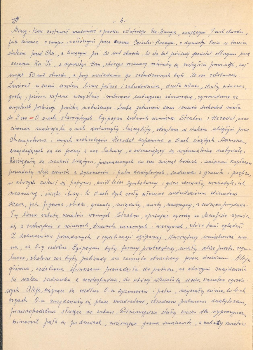 Józef Drege, "Ogród". Artykuł w Wielkiej Encyklopedii Powszechnej Ilustrowanej, Warszawa 1904 - odpis w formie rękopisu, skan 4