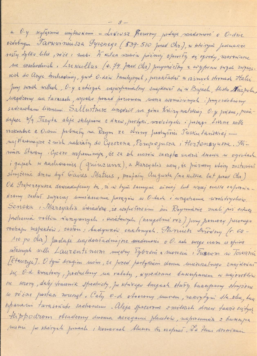 Józef Drege, "Ogród". Artykuł w Wielkiej Encyklopedii Powszechnej Ilustrowanej, Warszawa 1904 - odpis w formie rękopisu, skan 8