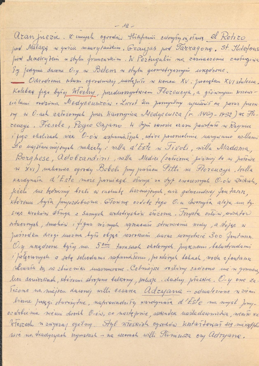 Józef Drege, "Ogród". Artykuł w Wielkiej Encyklopedii Powszechnej Ilustrowanej, Warszawa 1904 - odpis w formie rękopisu, skan 12