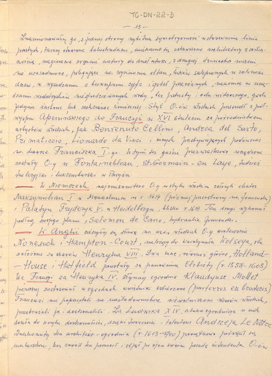 Józef Drege, "Ogród". Artykuł w Wielkiej Encyklopedii Powszechnej Ilustrowanej, Warszawa 1904 - odpis w formie rękopisu, skan 13