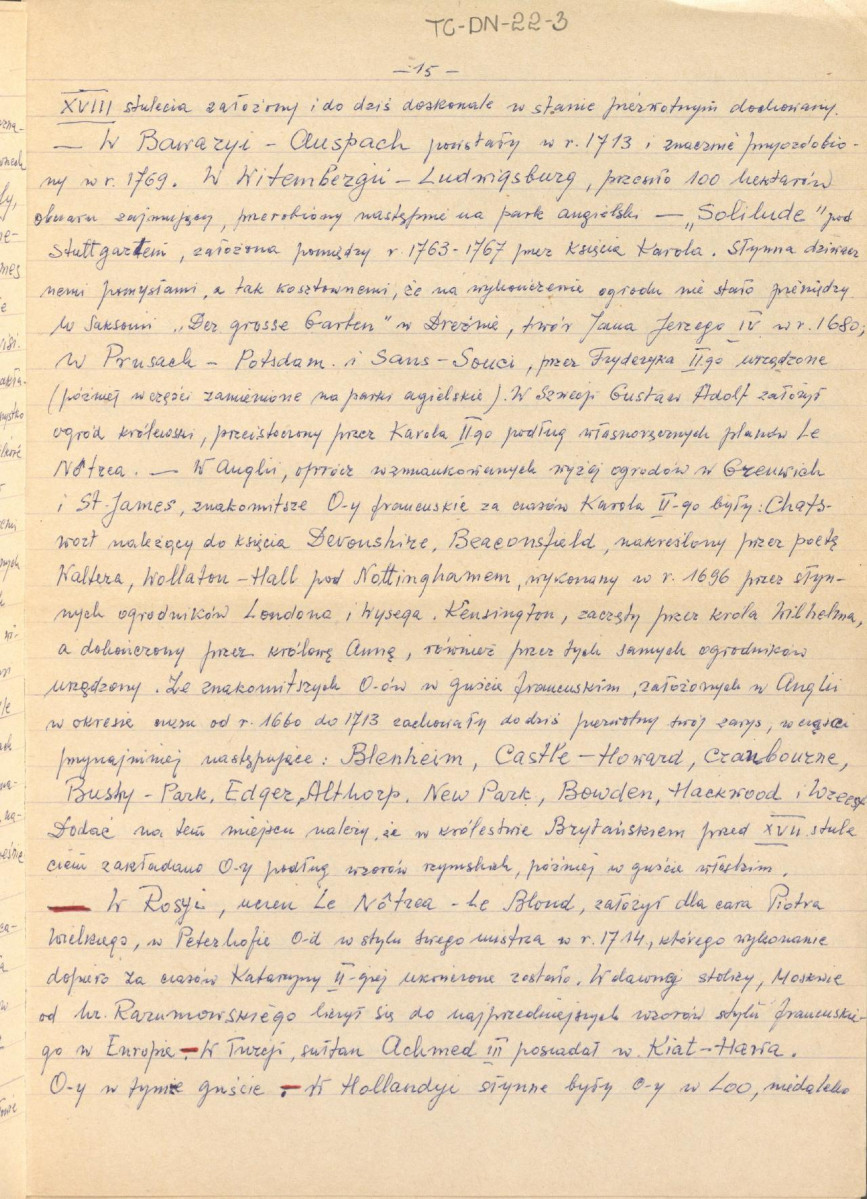 Józef Drege, "Ogród". Artykuł w Wielkiej Encyklopedii Powszechnej Ilustrowanej, Warszawa 1904 - odpis w formie rękopisu, skan 15