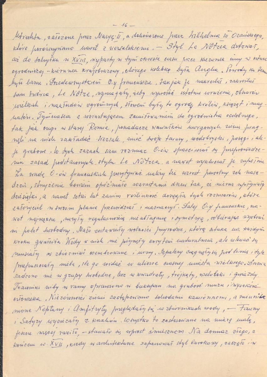Józef Drege, "Ogród". Artykuł w Wielkiej Encyklopedii Powszechnej Ilustrowanej, Warszawa 1904 - odpis w formie rękopisu, skan 16
