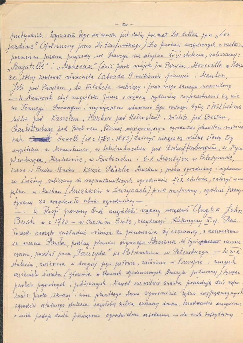 Józef Drege, "Ogród". Artykuł w Wielkiej Encyklopedii Powszechnej Ilustrowanej, Warszawa 1904 - odpis w formie rękopisu, skan 20