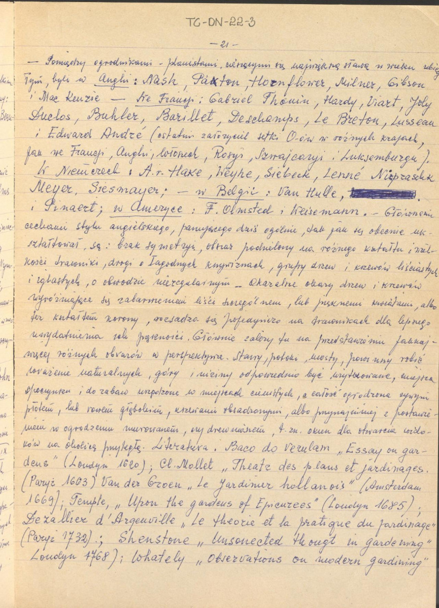 Józef Drege, "Ogród". Artykuł w Wielkiej Encyklopedii Powszechnej Ilustrowanej, Warszawa 1904 - odpis w formie rękopisu, skan 21