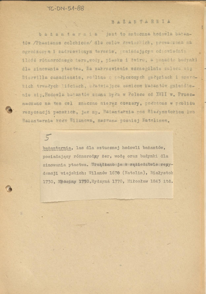 bażantarnia - hasło przygotowane do Encyklopedii Powszechnej Sztuki Ogrodowej, skan 1