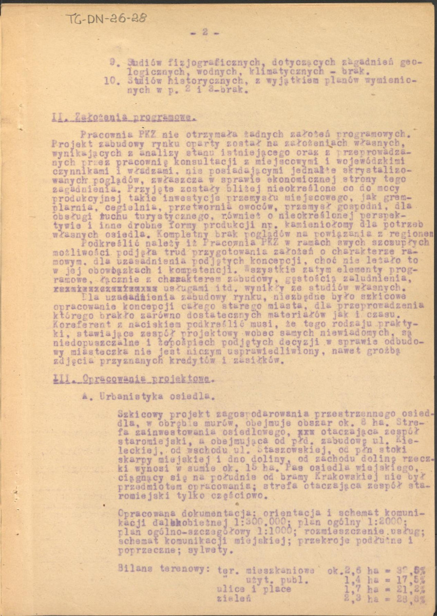 Koreferat z dnia 14 maja 1957 r. do projektu zabudowy rynku w Szydłowie, skan 2