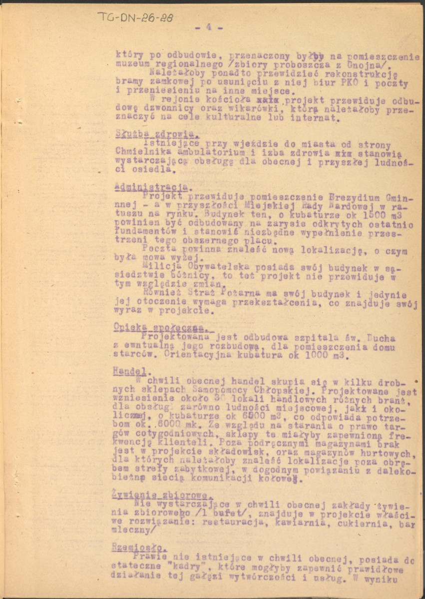 Koreferat z dnia 14 maja 1957 r. do projektu zabudowy rynku w Szydłowie, skan 4