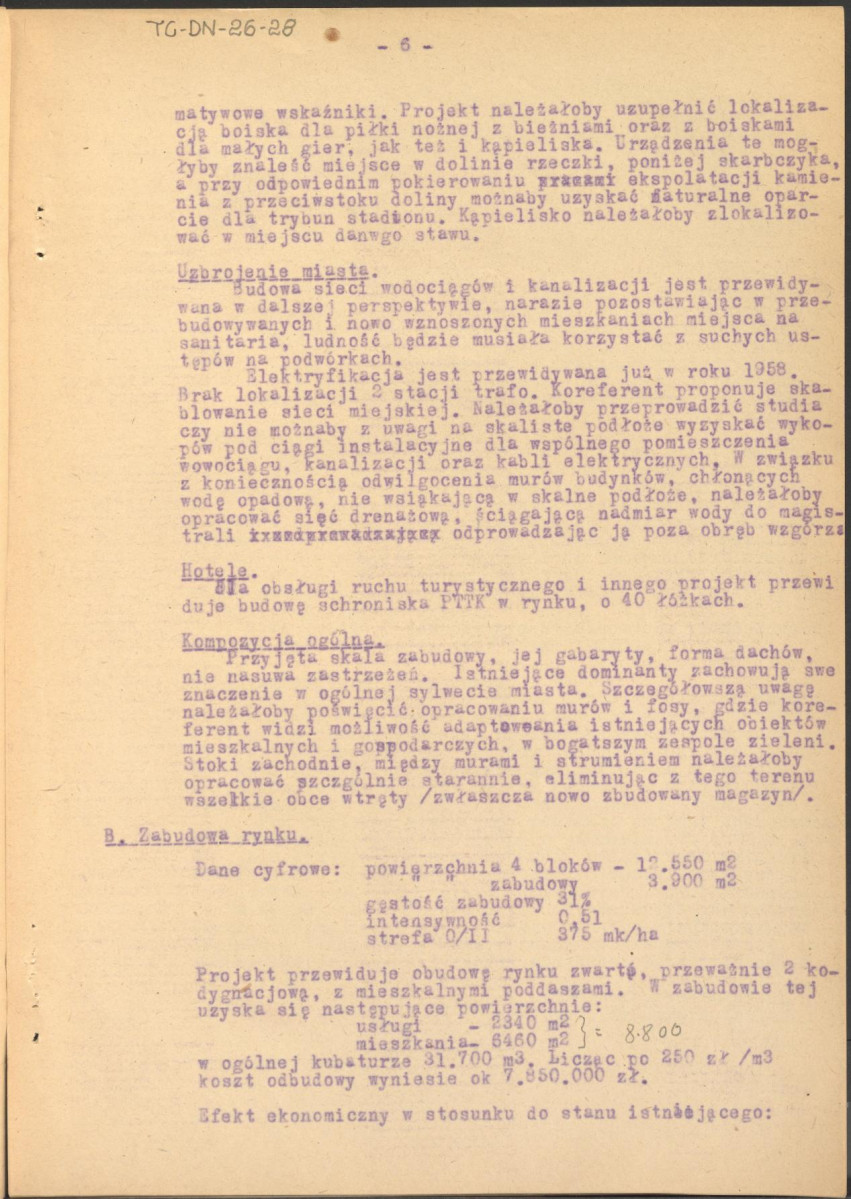 Koreferat z dnia 14 maja 1957 r. do projektu zabudowy rynku w Szydłowie, skan 6