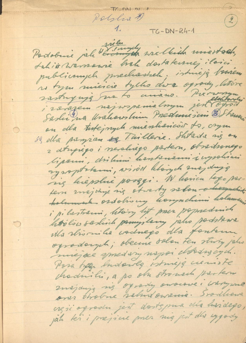 Szymon Bogumił Zug, Opis ogrodów warszawskich z 1784 r. - odpis w formie rękopisu (tekst niepełny), skan 3