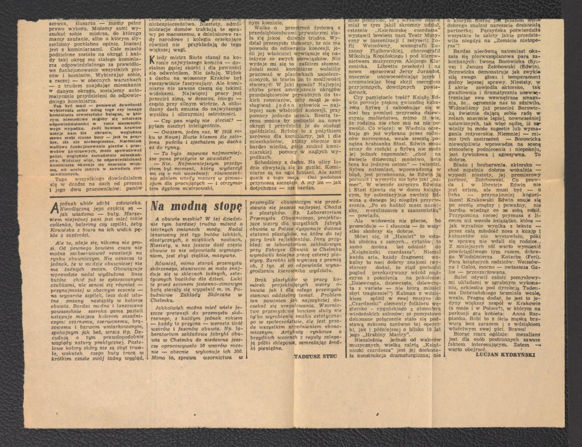 fragment karty pochodzącej z „Dziennika Polskiego” z 21 kwietnia 1961 roku zawierającej tekst pt.: „Plan zagospodarowania przestrzennego Pienin, skan 2