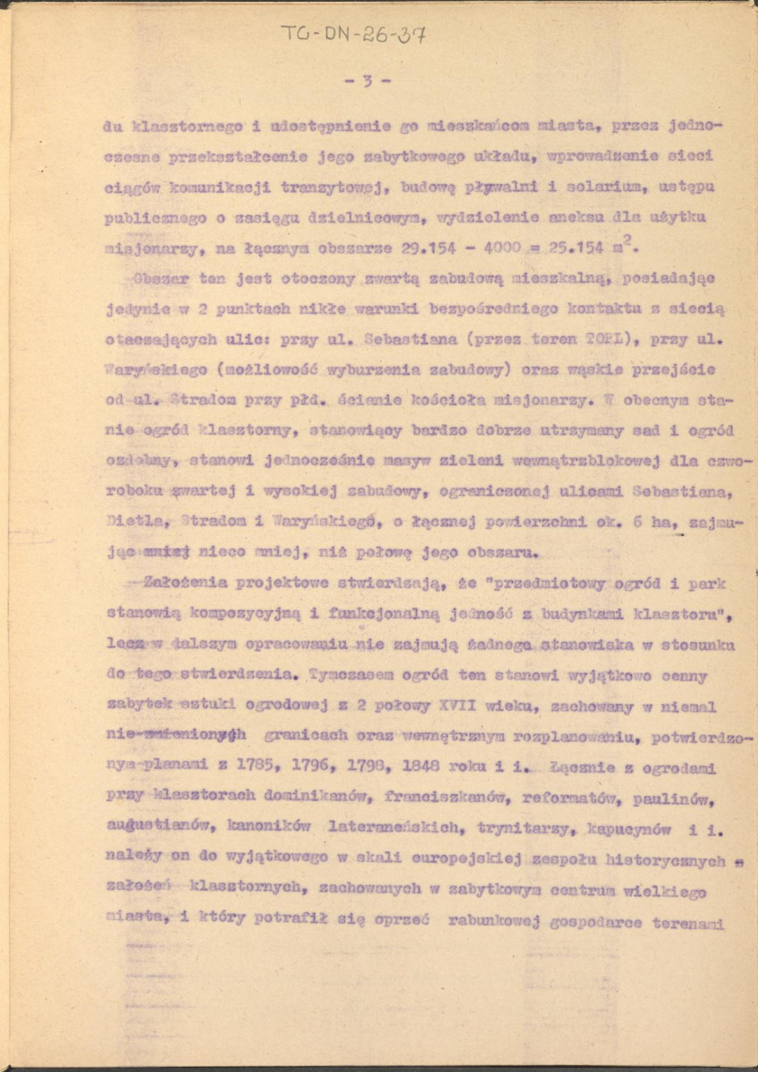 Koreferat z dnia 5 lipca 1964 r. do założeń projektowych zagospodarowania parku między ul. Waryńskiego, Sebastiana i Dietla w Krakowie, skan 3
