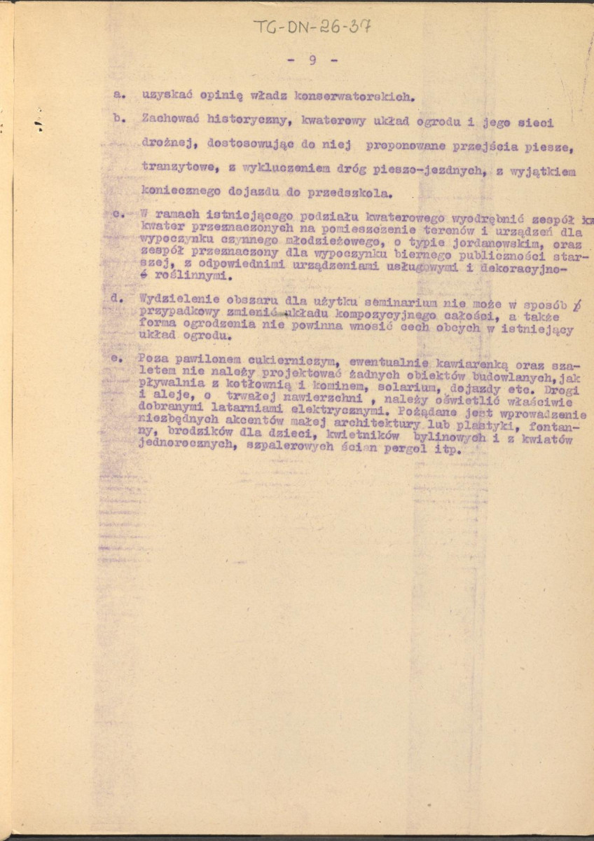 Koreferat z dnia 5 lipca 1964 r. do założeń projektowych zagospodarowania parku między ul. Waryńskiego, Sebastiana i Dietla w Krakowie, skan 9