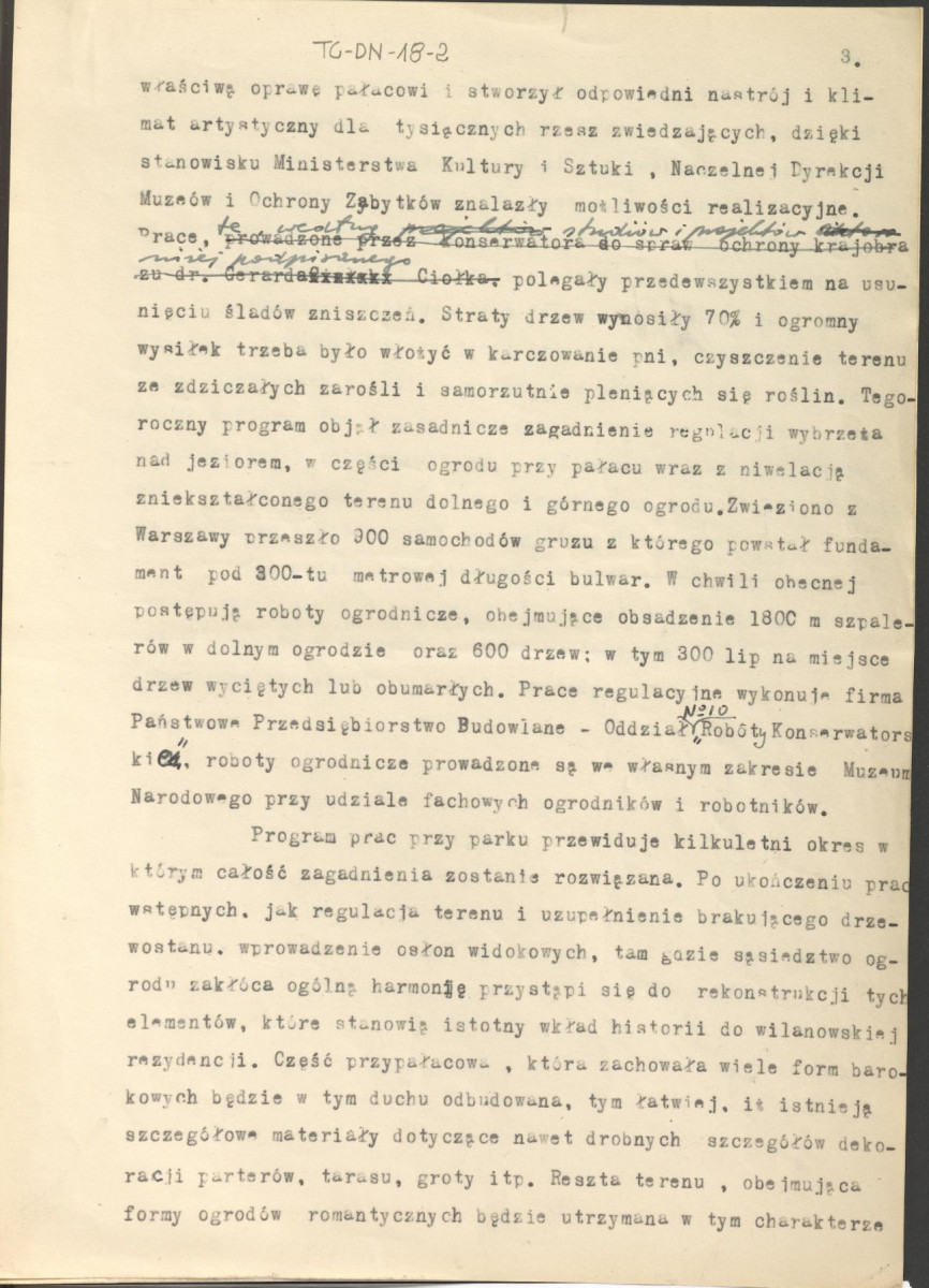tekst wykorzystany częściowo we wstępie artykułu "Ogród w Wilanowie: Badania i zagadnienia konserwatorskie", „Biuletyn Historii Sztuki i. Kultury“, IX, nr1/2 Warszawa (1947). s. 86—129, skan 3