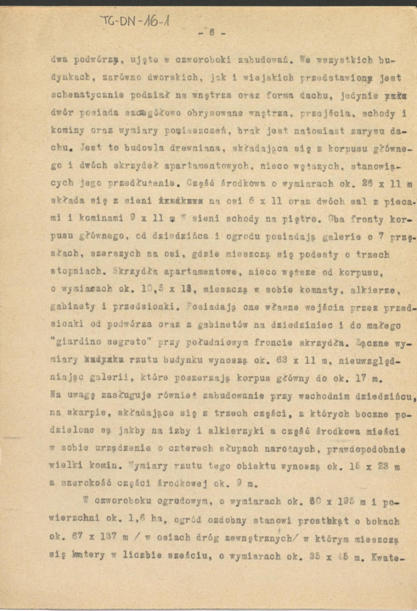 maszynopis artykułu Gerada Ciołka "Plan Ujazdowa z 1606 roku" drukowanego w Kwartalniku Architektury i Urbanistyki, T. 5 (1960), s. 550-552, skan 6