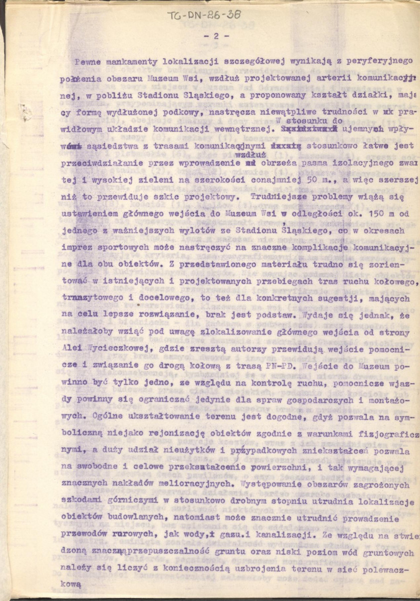 Koreferat z dnia 20 lipca 1963 r. do założeń projektowych i szkicu koncepcyjnego Muzeum Wsi Górnośląskiej w Śląskim Parku Kultury w Chorzowie, skan 2