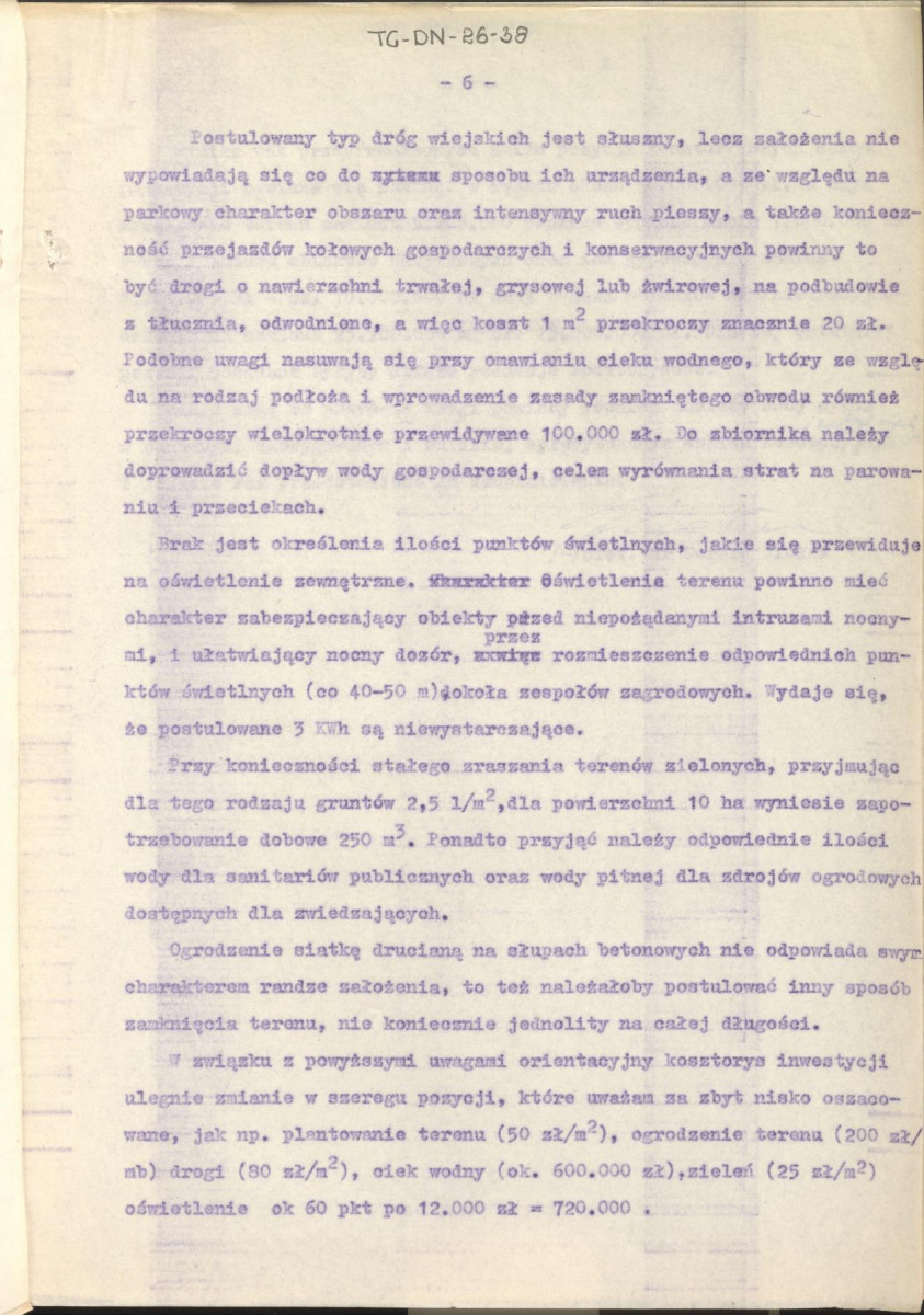 Koreferat z dnia 20 lipca 1963 r. do założeń projektowych i szkicu koncepcyjnego Muzeum Wsi Górnośląskiej w Śląskim Parku Kultury w Chorzowie, skan 6