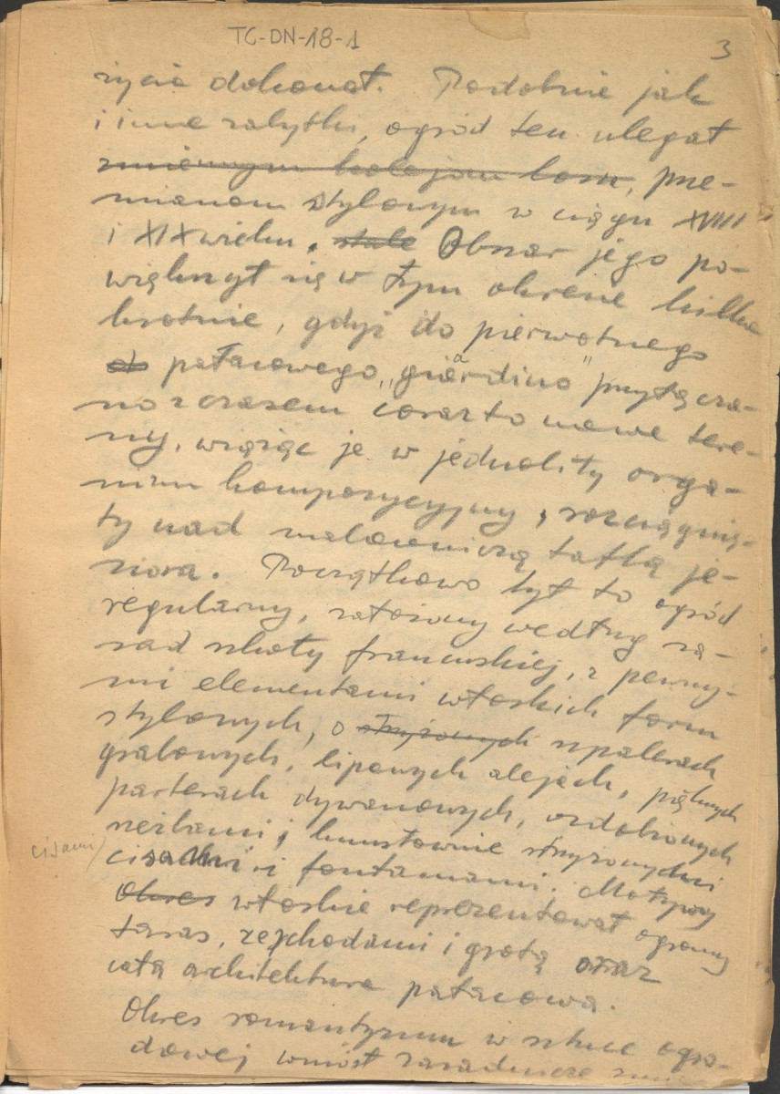 tekst wykorzystany częściowo we wstępie artykułu "Ogród w Wilanowie: Badania i zagadnienia konserwatorskie", „Biuletyn Historii Sztuki i. Kultury“, IX, nr1/2 Warszawa (1947). s. 86—128, skan 4