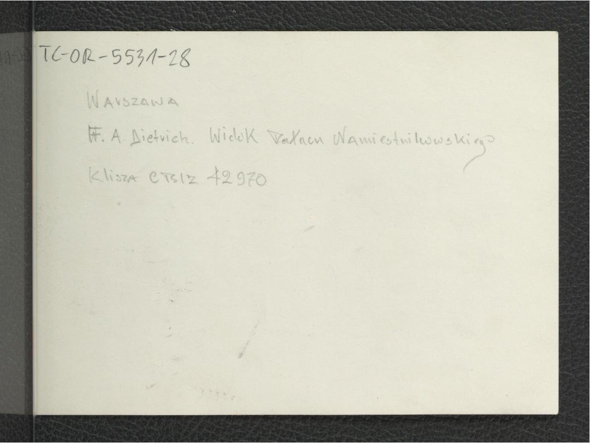 fotografia czarno-biała reprodukcji ryciny ukazującej Pałac Namiestnikowski, skan 2