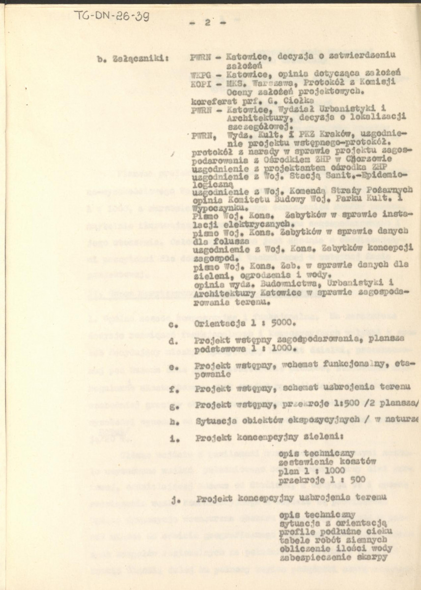 Koreferat z dnia 5 sierpnia 1964 r. do projektu wstępnego zagospodarowania przestrzennego Muzeum Wsi Górnośląskiej w Chorzowie, skan 2