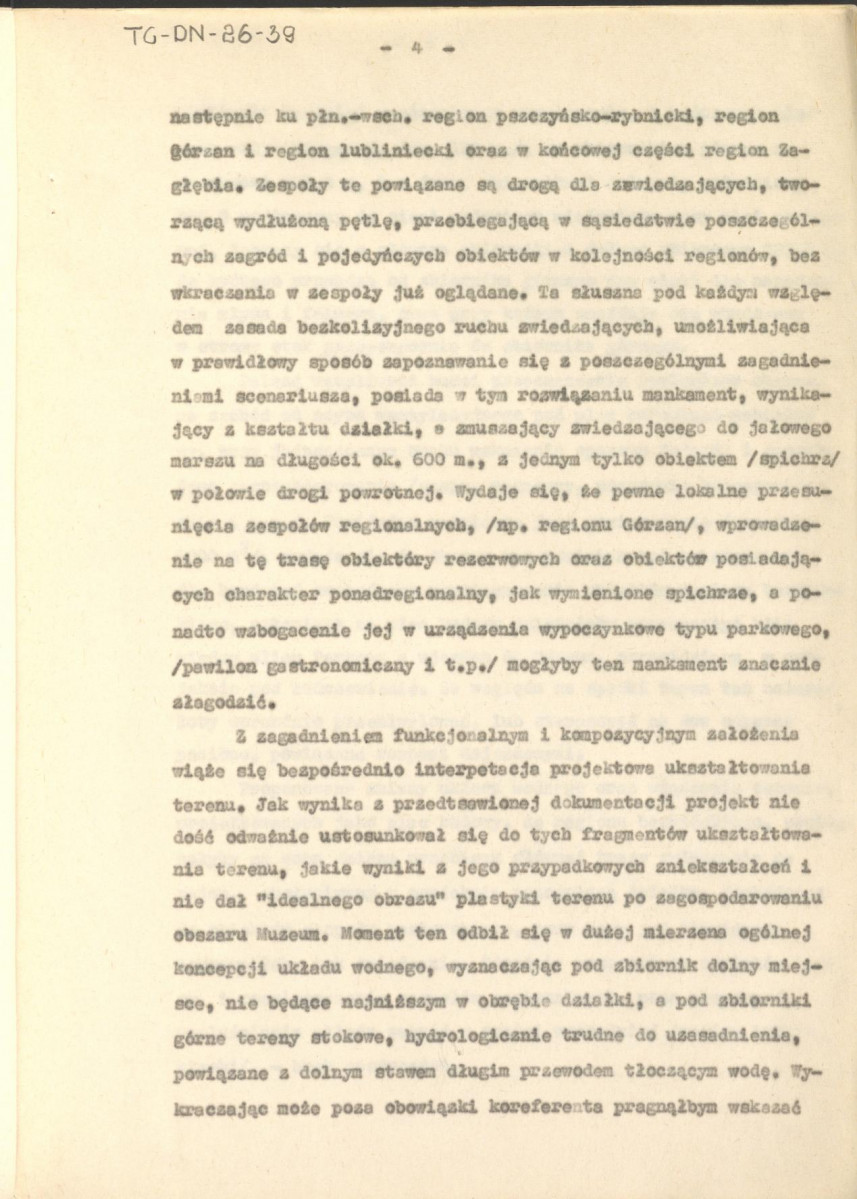 Koreferat z dnia 5 sierpnia 1964 r. do projektu wstępnego zagospodarowania przestrzennego Muzeum Wsi Górnośląskiej w Chorzowie, skan 4
