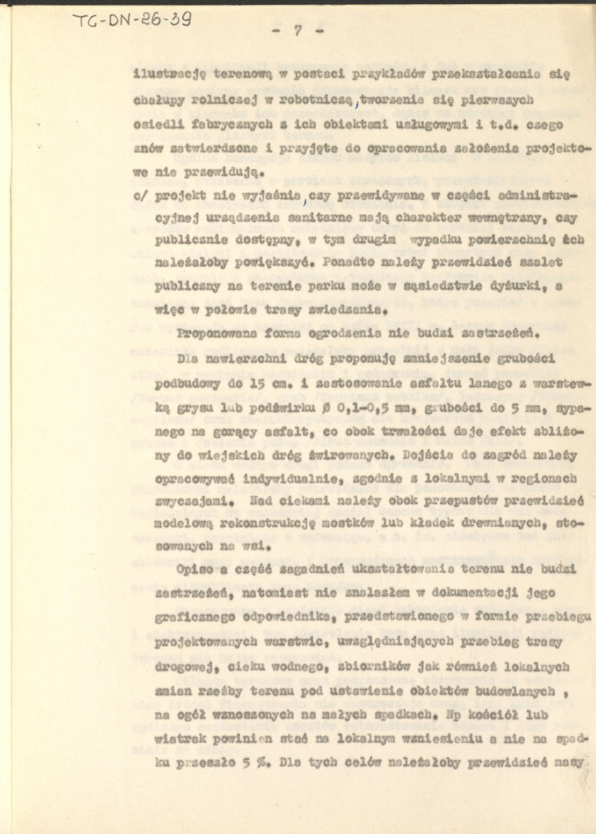 Koreferat z dnia 5 sierpnia 1964 r. do projektu wstępnego zagospodarowania przestrzennego Muzeum Wsi Górnośląskiej w Chorzowie, skan 7