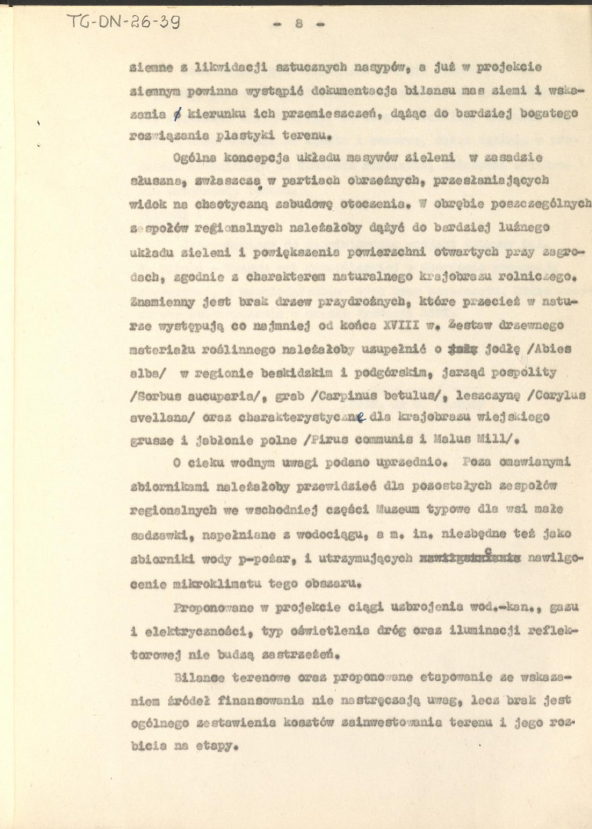 Koreferat z dnia 5 sierpnia 1964 r. do projektu wstępnego zagospodarowania przestrzennego Muzeum Wsi Górnośląskiej w Chorzowie, skan 8