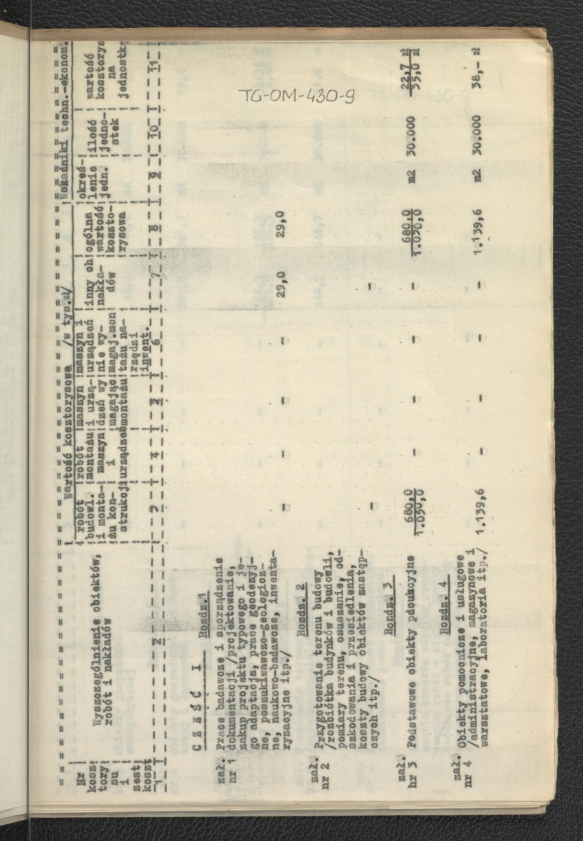zbiorcze zestawienie kosztów budowy. Obiekt-Obóz campingowy przy ulicy Daszyńskiego w Zakopanem sporządzony w roku 1959 (poszyt w tekturowej okładce), skan 4