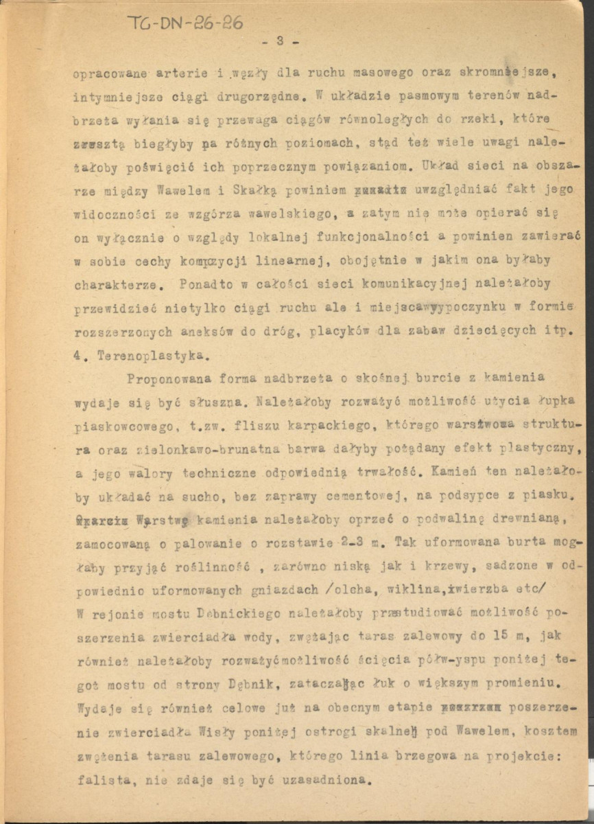 Koreferat z dnia 26 listopada 1955 r. na temat projektu otoczenia Wawelu oraz zieleńców nad Wisłą, skan 3