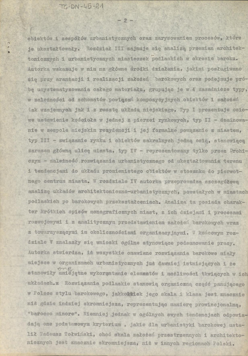 recenzja z dnia 4 czerwca 1963 r. rozprawy doktorskiej Anny Czapskiej pt. "Zasady sytuowania założeń barokowych w miasteczkach podlaskich", skan 2