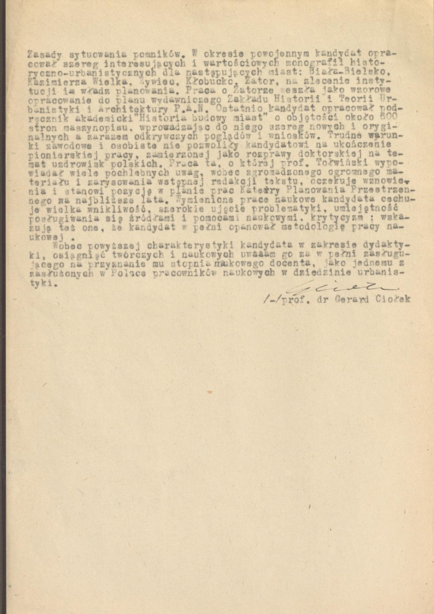 opinia z dnia 8 czerwca 1956 r. w sprawie nadania tytułu naukowego docenta Andrzejowi Domańskiemu, skan 2