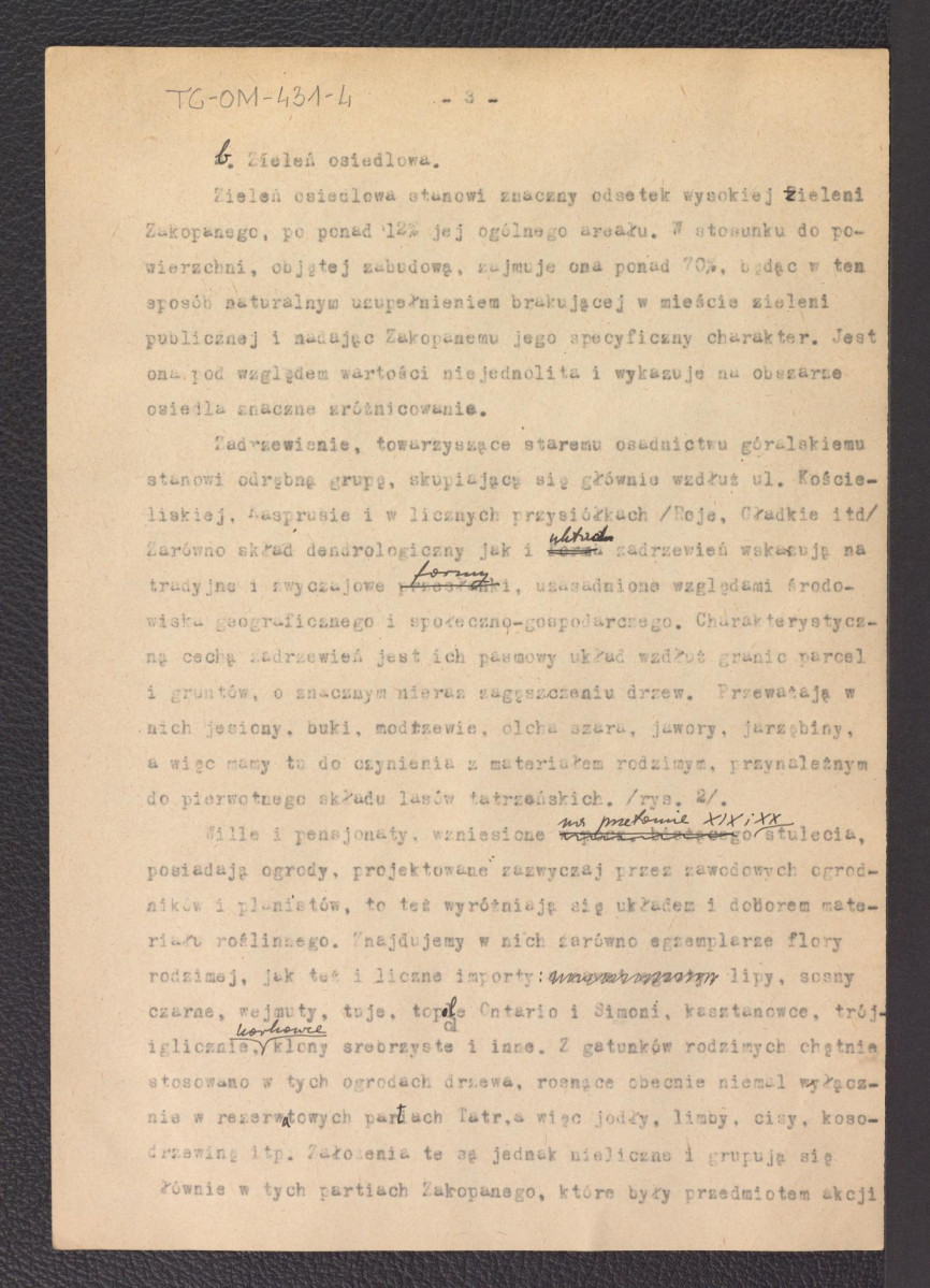 tekst Gerarda Ciołka „Założenia programowe układu zieleni w Zakopanem", skan 5