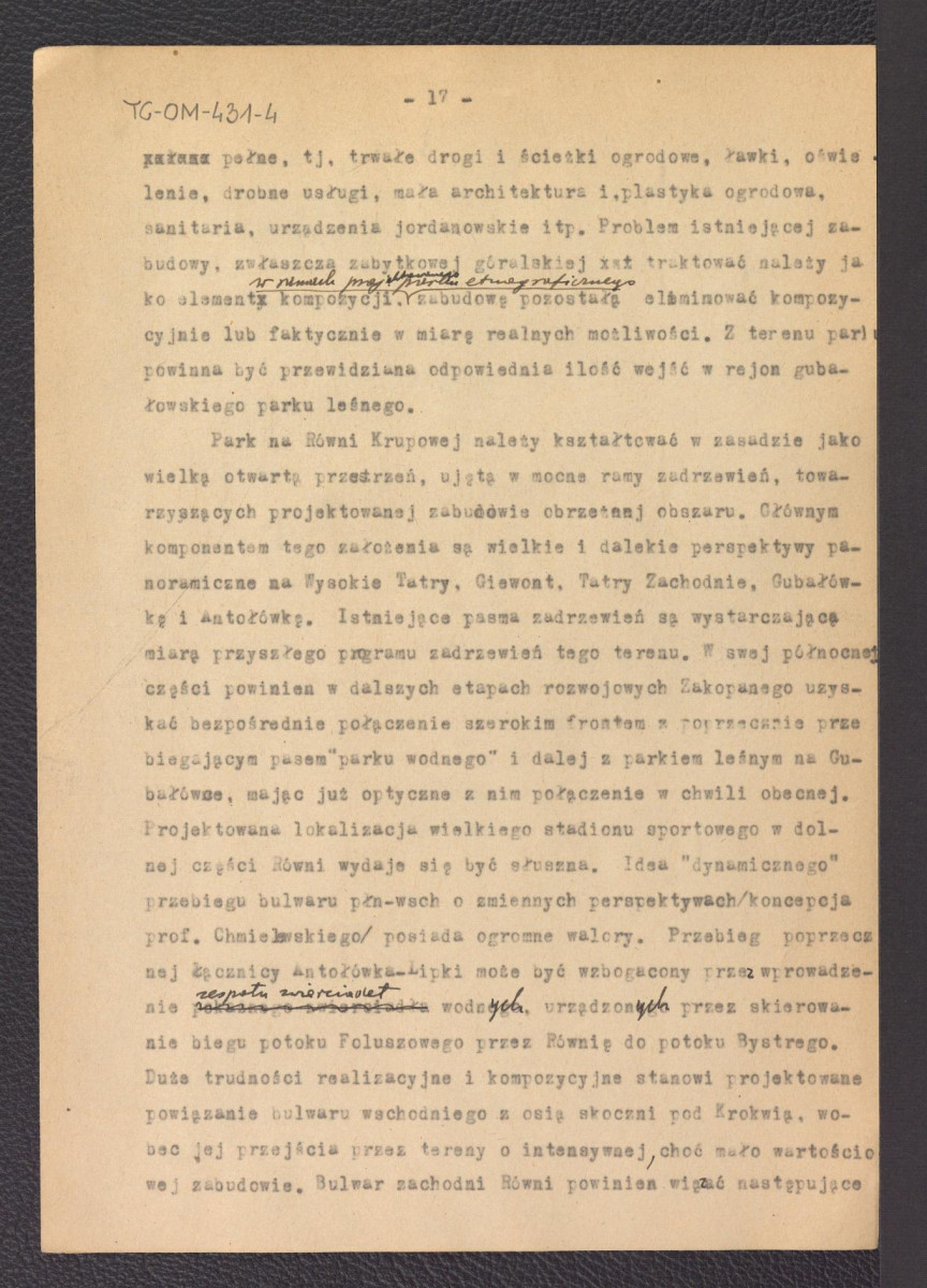 tekst Gerarda Ciołka „Założenia programowe układu zieleni w Zakopanem", skan 28