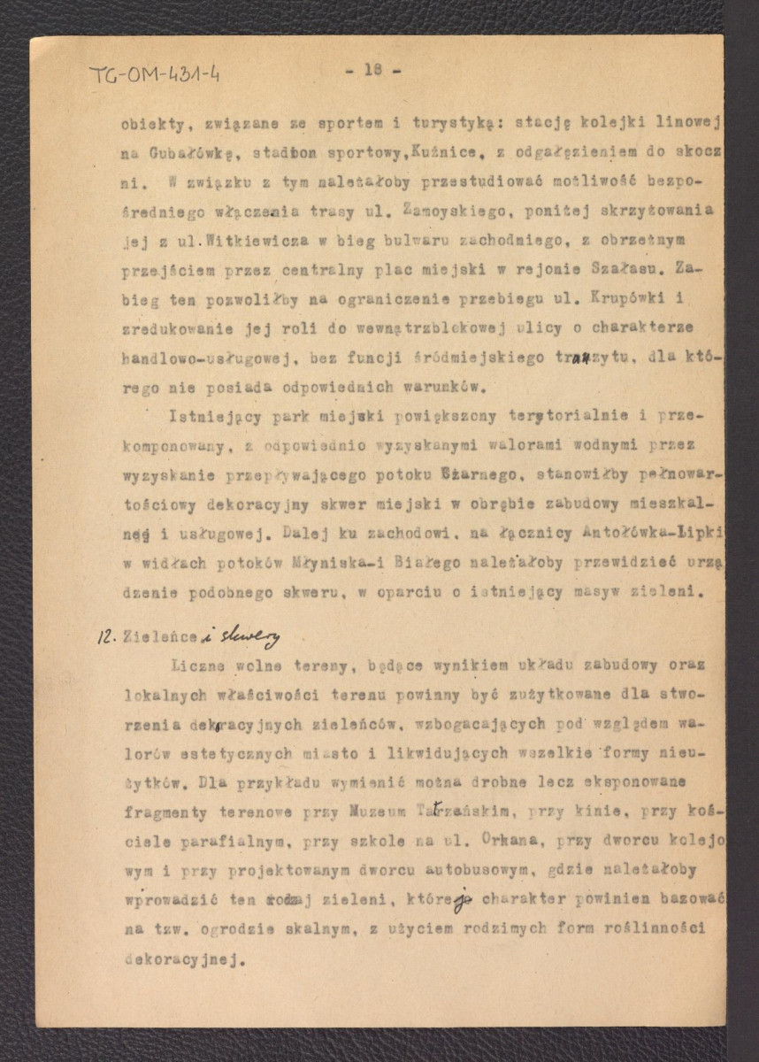 tekst Gerarda Ciołka „Założenia programowe układu zieleni w Zakopanem", skan 29