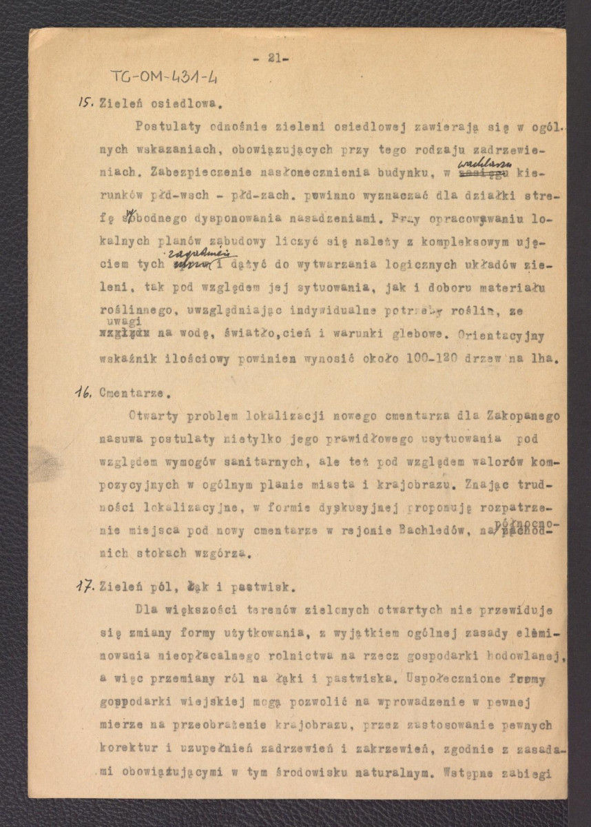 tekst Gerarda Ciołka „Założenia programowe układu zieleni w Zakopanem", skan 32
