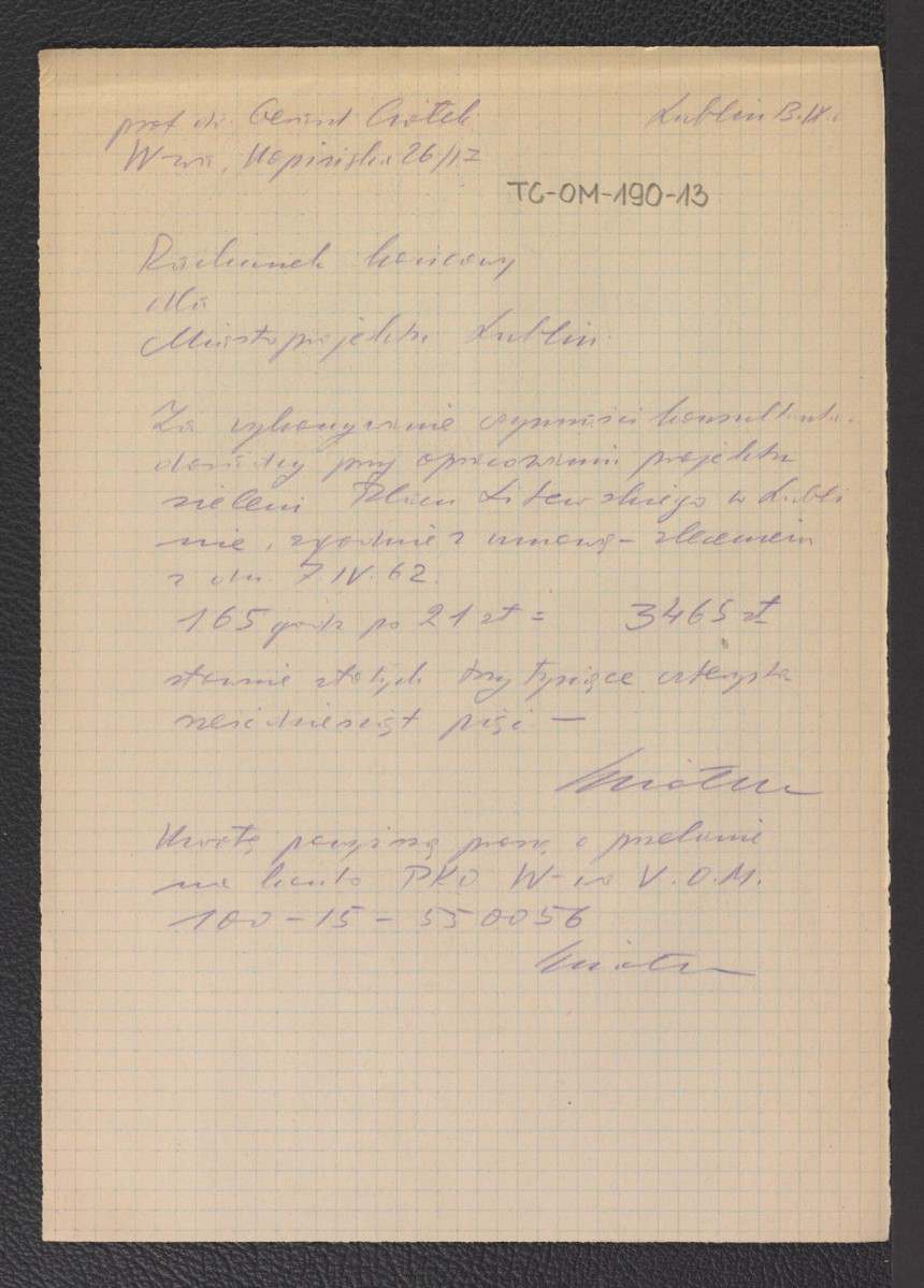brudnopis rachunku końcowego z dnia 13 września prawdopodobnie z roku 1962, skan 2