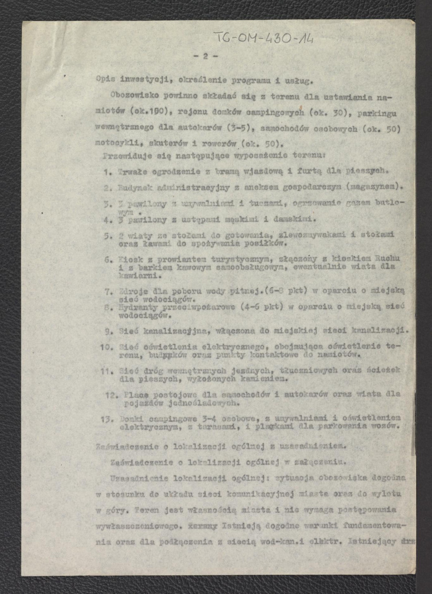 „Założenie projektowe dla obozowiska przy rondzie w Zakopanem” z dnia 15 czerwca 1961 roku, skan 2