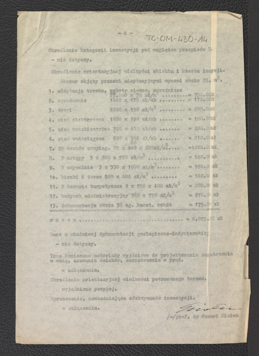 „Założenie projektowe dla obozowiska przy rondzie w Zakopanem” z dnia 15 czerwca 1961 roku, skan 4
