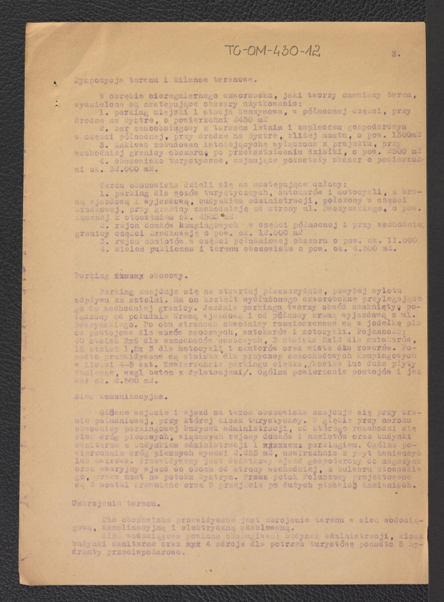 „Opis techniczny projektu Obozowiska przy Rondzie w Zakopanem” z dnia 10 września 1959 roku, skan 3