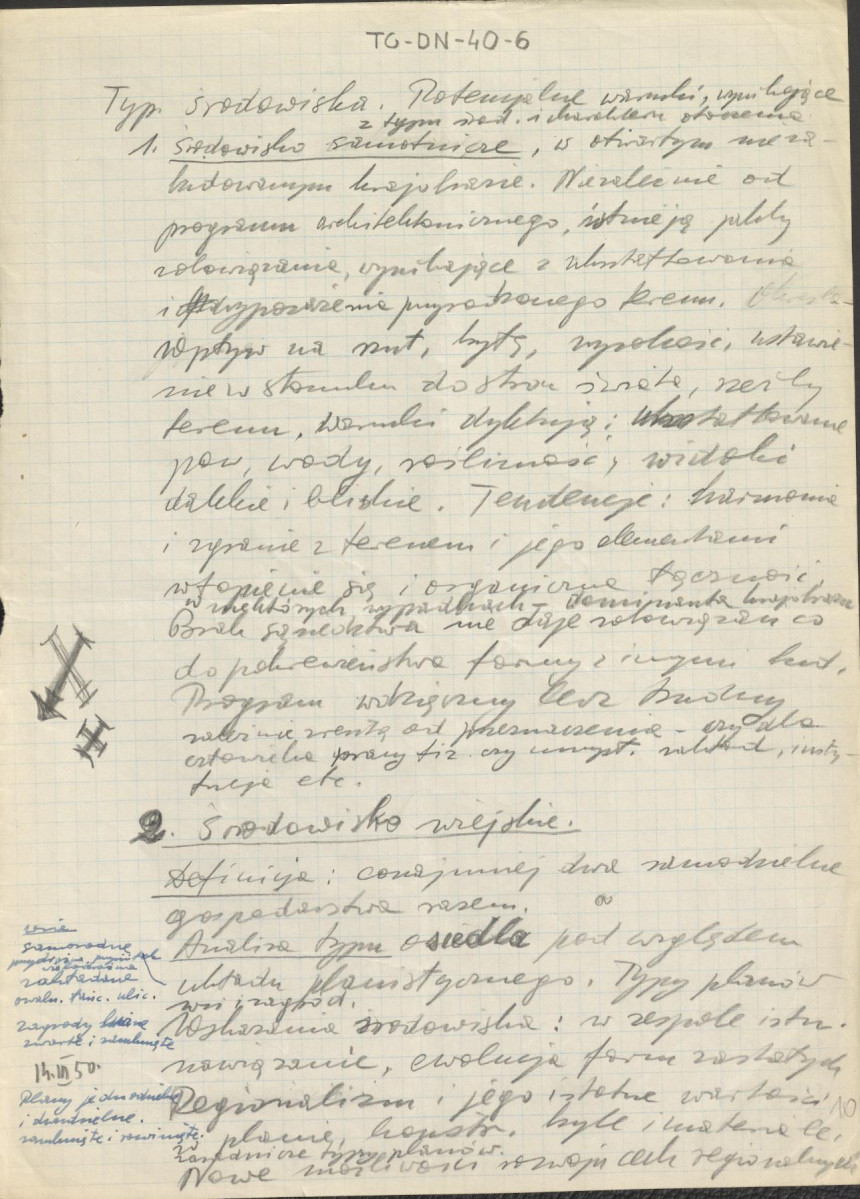 fragmenty brudnopisów konspektów oraz program wykładów na Wydziale Architektury Politechniki Warszawskiej z planowania zieleni w osiedlach i w krajobrazie , skan 10